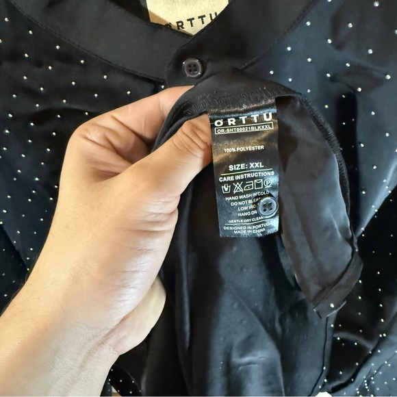 ORTTU Black Shirt Jacket with Subtle Dots - Picture 9 of 9
